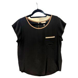 Joie Black Single Pocket Silk Blouse, Size Large